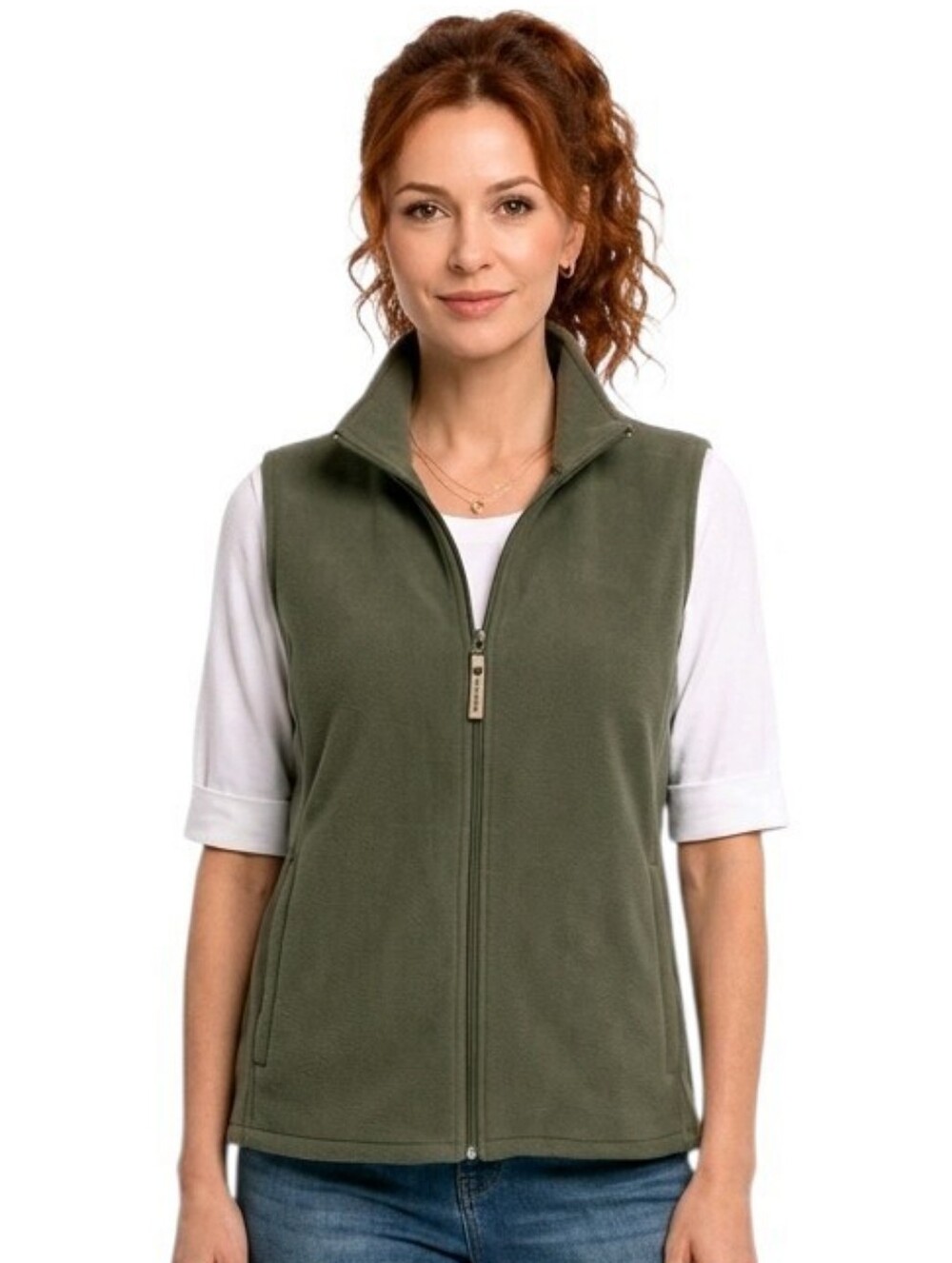 Woolrich Classic Olive Green Fleece Vest Size L